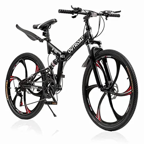 VTT pliant Outroad 26 pouces pour adulte, 21 vitesses, double suspension. - Enhanced