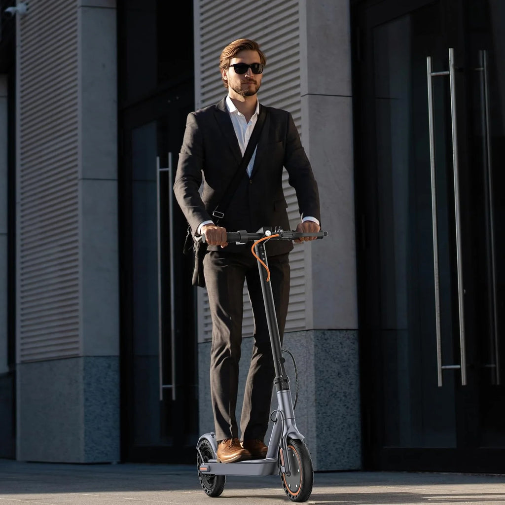 Trottinette électrique, moteur puissant de 350 W/500 W, pneus pleins de 8,5/10 pouces, vitesse de 19/22 mph, autonomie de 28/21/12 miles, double freinage - Enhanced