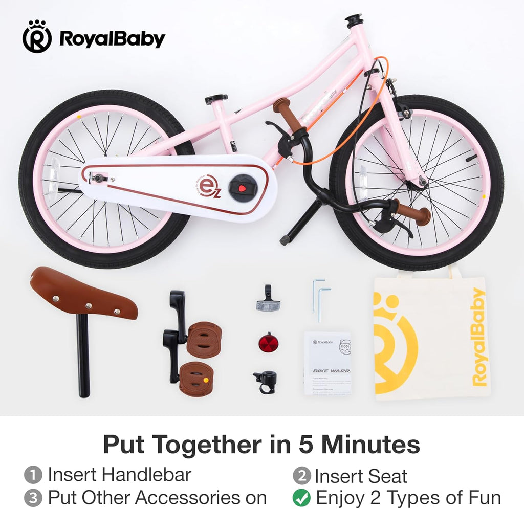 Vélo enfant RoyalBaby Terra EZ Balance, vélo convertible à pédales, 14, 16 et 18 pouces, facile à apprendre à pédaler, pour garçons et filles de 3 à 9 ans, débutants. - Enhanced