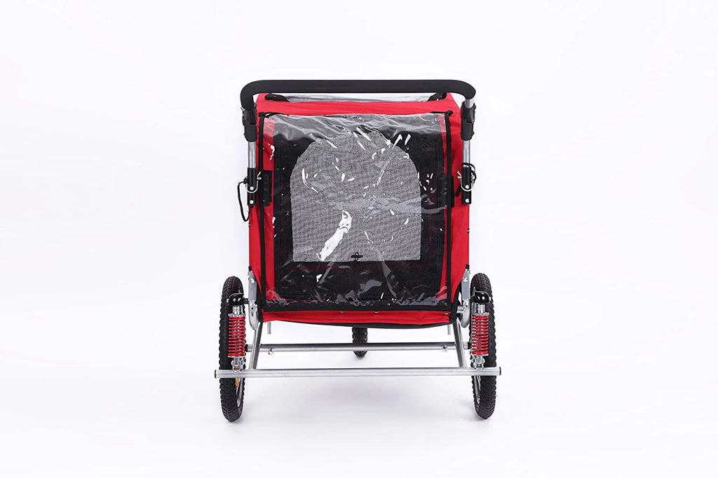 Remorque vélo 3 en 1 de luxe grande taille avec suspension, pour animaux de compagnie, joggeur ou cage à chien 10308 - Enhanced