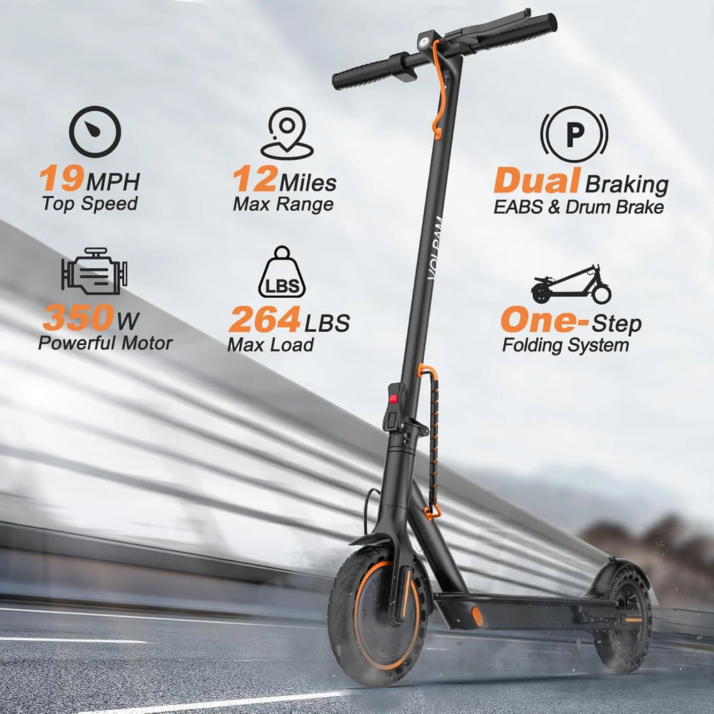 Trottinette électrique, moteur puissant de 350 W/500 W, pneus pleins de 8,5/10 pouces, vitesse de 19/22 mph, autonomie de 28/21/12 miles, double freinage - Enhanced