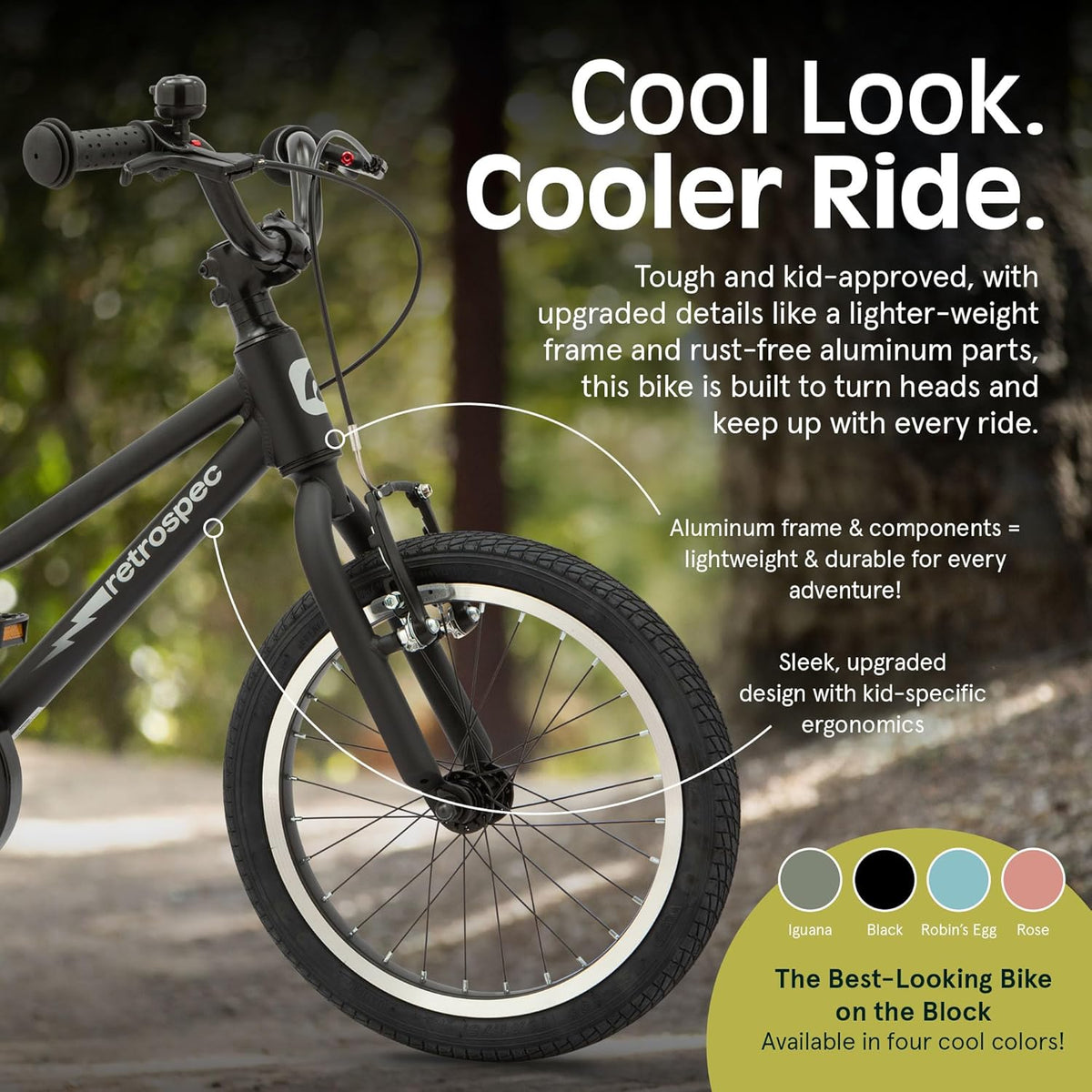 Vélo enfant Retrospec Koda Plus pour garçons et filles de 4 à 6 ans - Vélo enfant 16 pouces, selle et guidon réglables - Enhanced