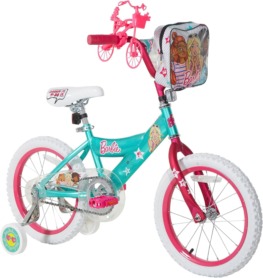 Vélo pour filles Dynacraft Barbie 16 pouces pour enfants de 5 à 7 ans - Design amusant et élégant, robuste et durable, parfait pour les enfants qui apprennent à faire du vélo, facile à assembler, idéal pour les jeunes cyclistes - Enhanced