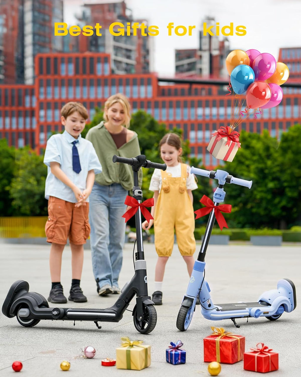 Trottinette électrique 2-en-1 pour enfants ECOROAD EK8, moteur de 200 W, autonomie de 14,5 km, vitesse maximale de 16 km/h, double système de freinage, musique Bluetooth, pliable et hauteur réglable, pour les enfants de 6 à 12 ans (noire) - Enhanced