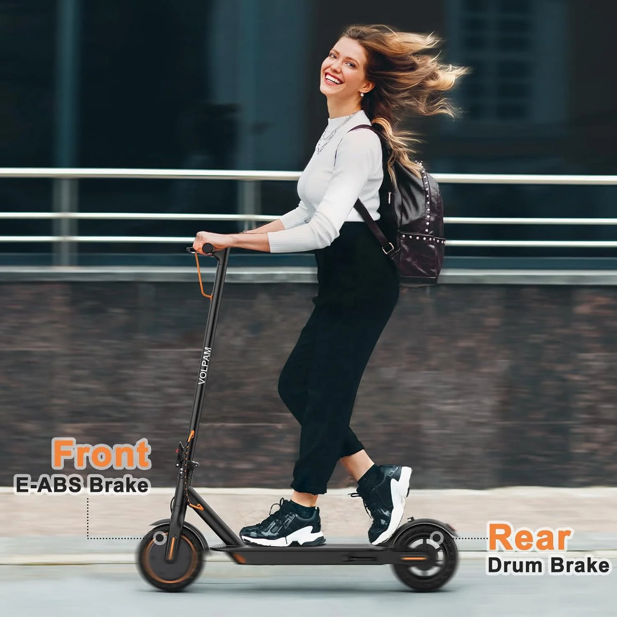 Trottinette électrique, moteur puissant de 350 W/500 W, pneus pleins de 8,5/10 pouces, vitesse de 19/22 mph, autonomie de 28/21/12 miles, double freinage - Enhanced