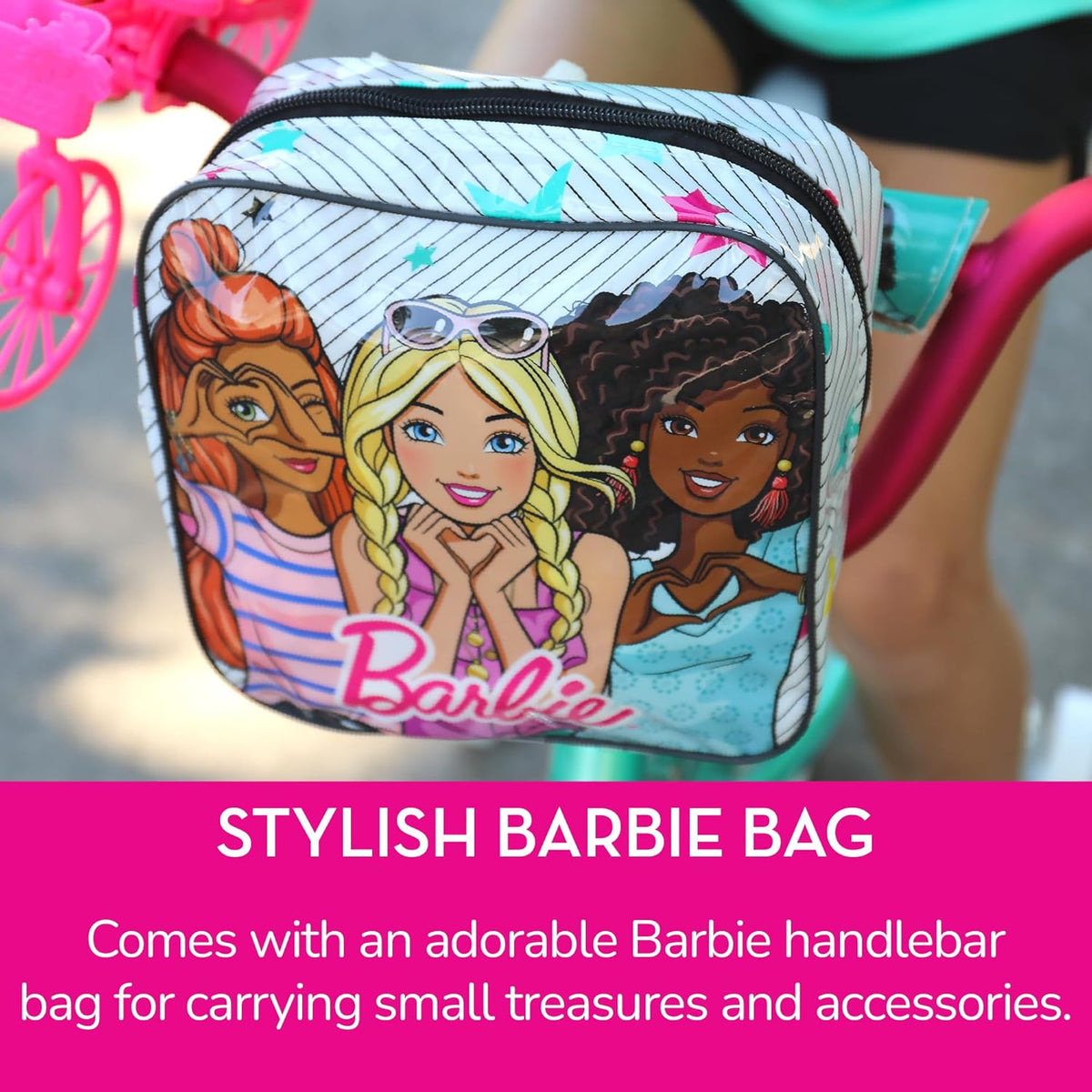 Vélo pour filles Dynacraft Barbie 16 pouces pour enfants de 5 à 7 ans - Design amusant et élégant, robuste et durable, parfait pour les enfants qui apprennent à faire du vélo, facile à assembler, idéal pour les jeunes cyclistes - Enhanced