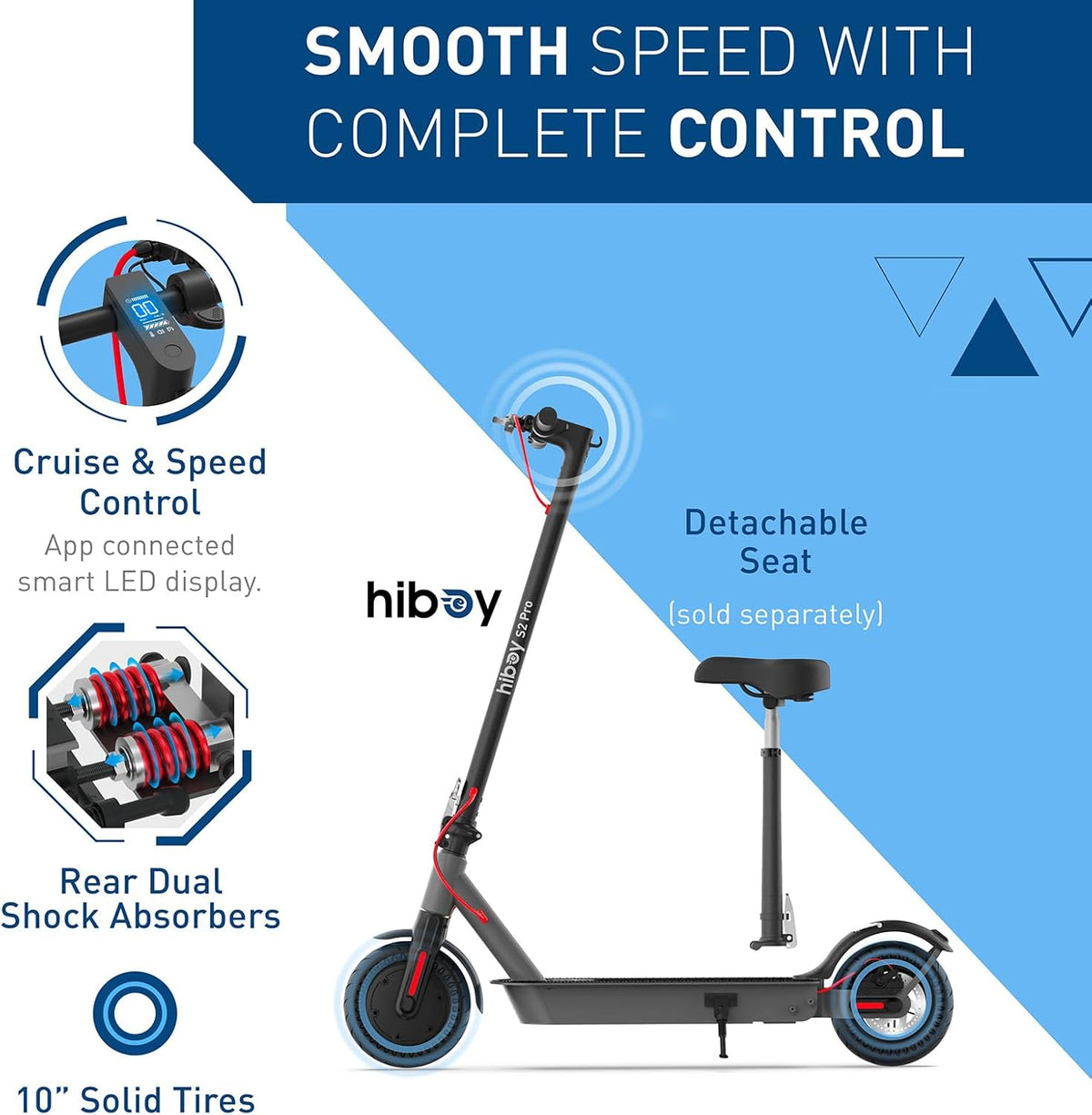 Trottinette électrique Hiboy S2 Pro/X300, moteur 500 W, pneus 10/12 pouces, autonomie 25/38 miles, vitesse 19/23 mph, trottinette électrique pliable pour adultes (usage urbain). - Enhanced