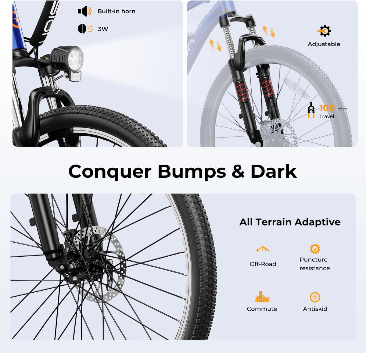 Vélo électrique EB5, moteur 500 W, autonomie 64 km, vitesse 32 km/h - Enhanced