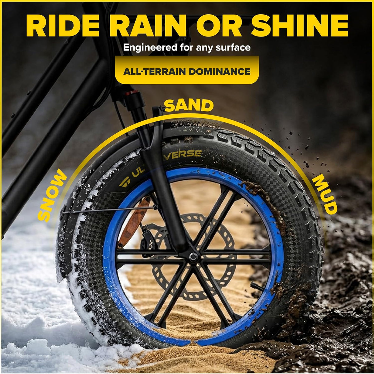 Pneu large ULTRAVERSE 20x4 pour VTT et vélos électriques - Pneu large 20 pouces robuste et haute performance, bande de roulement directionnelle tout terrain durable, densité supérieure pour les aventures sur route et sentier - 1 unité - Enhanced