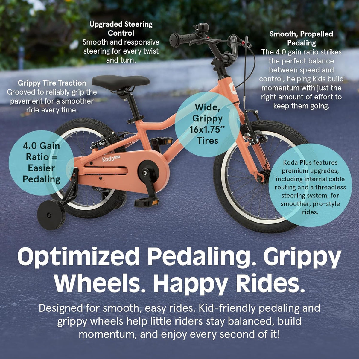 Vélo enfant Retrospec Koda Plus pour garçons et filles de 4 à 6 ans - Vélo enfant 16 pouces, selle et guidon réglables - Enhanced