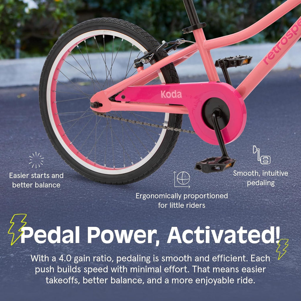 Vélo enfant Retrospec Koda Plus pour garçons et filles de 6 à 8 ans - Vélo enfant 20 pouces, selle et guidon réglables - Enhanced