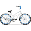 Vélo de plage Hyper Bicycle pour femme, 26 pouces, blanc avec jantes bleues - Enhanced