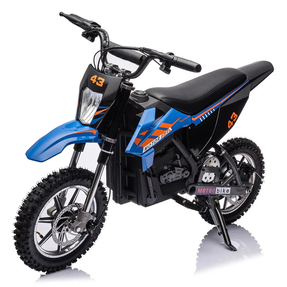 Moto tout-terrain électrique enfant 36 V, 350 W, 25 km/h, LED, poids max. 79 kg – Bleue - Enhanced