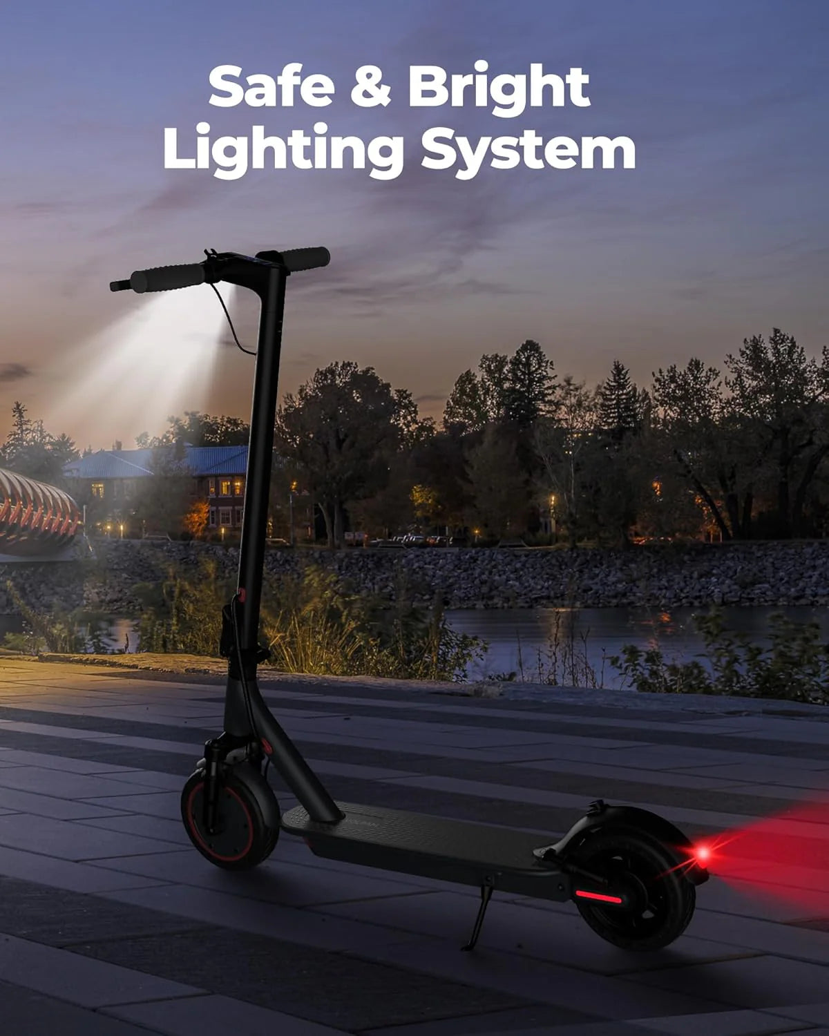 Trottinette électrique, moteur puissant de 350 W/500 W, pneus pleins de 8,5/10 pouces, vitesse de 19/22 mph, autonomie de 28/21/12 miles, double freinage - Enhanced