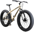 VTT Mongoose Malus pour homme et femme, pneus larges de 26 pouces, pneus à crampons de 4 pouces de large, cadre en acier, transmission à 7 vitesses, dérailleur arrière Shimano, freins à disque - Enhanced