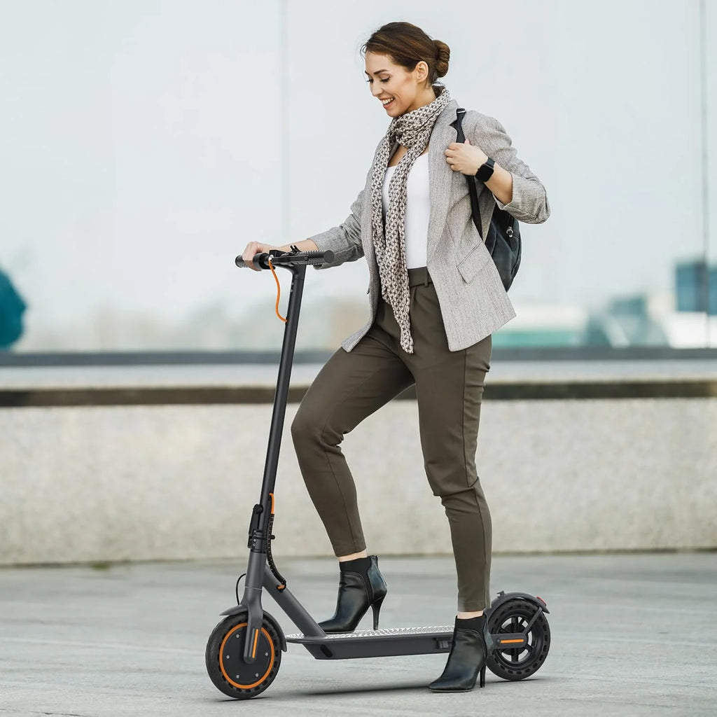 Trottinette électrique, moteur puissant de 350 W/500 W, pneus pleins de 8,5/10 pouces, vitesse de 19/22 mph, autonomie de 28/21/12 miles, double freinage - Enhanced