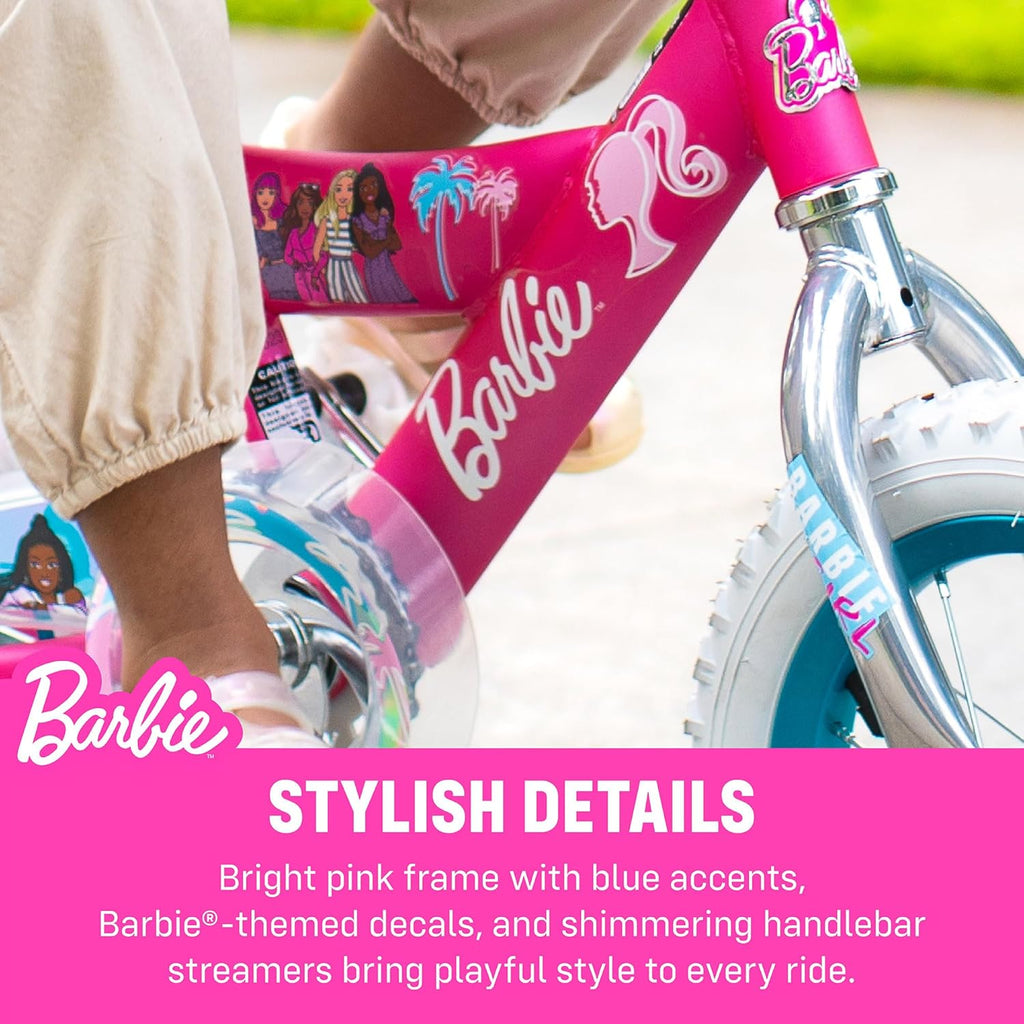 Vélo pour filles Dynacraft Barbie 16 pouces pour enfants de 5 à 7 ans - Design amusant et élégant, robuste et durable, parfait pour les enfants qui apprennent à faire du vélo, facile à assembler, idéal pour les jeunes cyclistes - Enhanced