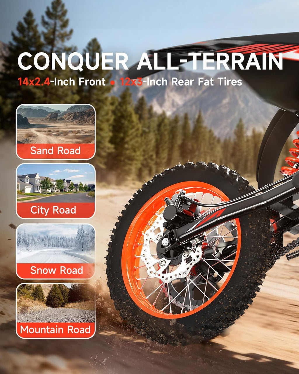 Moto électrique tout-terrain X1 Spark, moteur central de 4500 W (crête), batterie 60 V 28,8 Ah, vitesse maximale de 80 km/h et autonomie de 96 km, VTT électrique tout-terrain à suspension intégrale pour adolescents et adultes de 13 ans et plus, 3