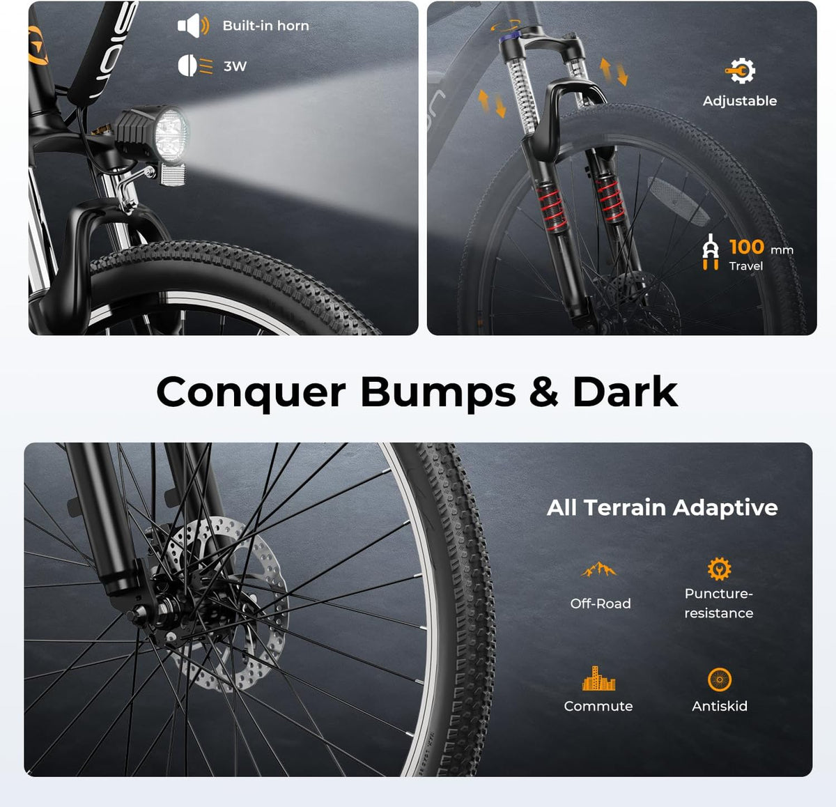 Vélo électrique EB5, moteur 500 W, autonomie 64 km, vitesse 32 km/h - Enhanced