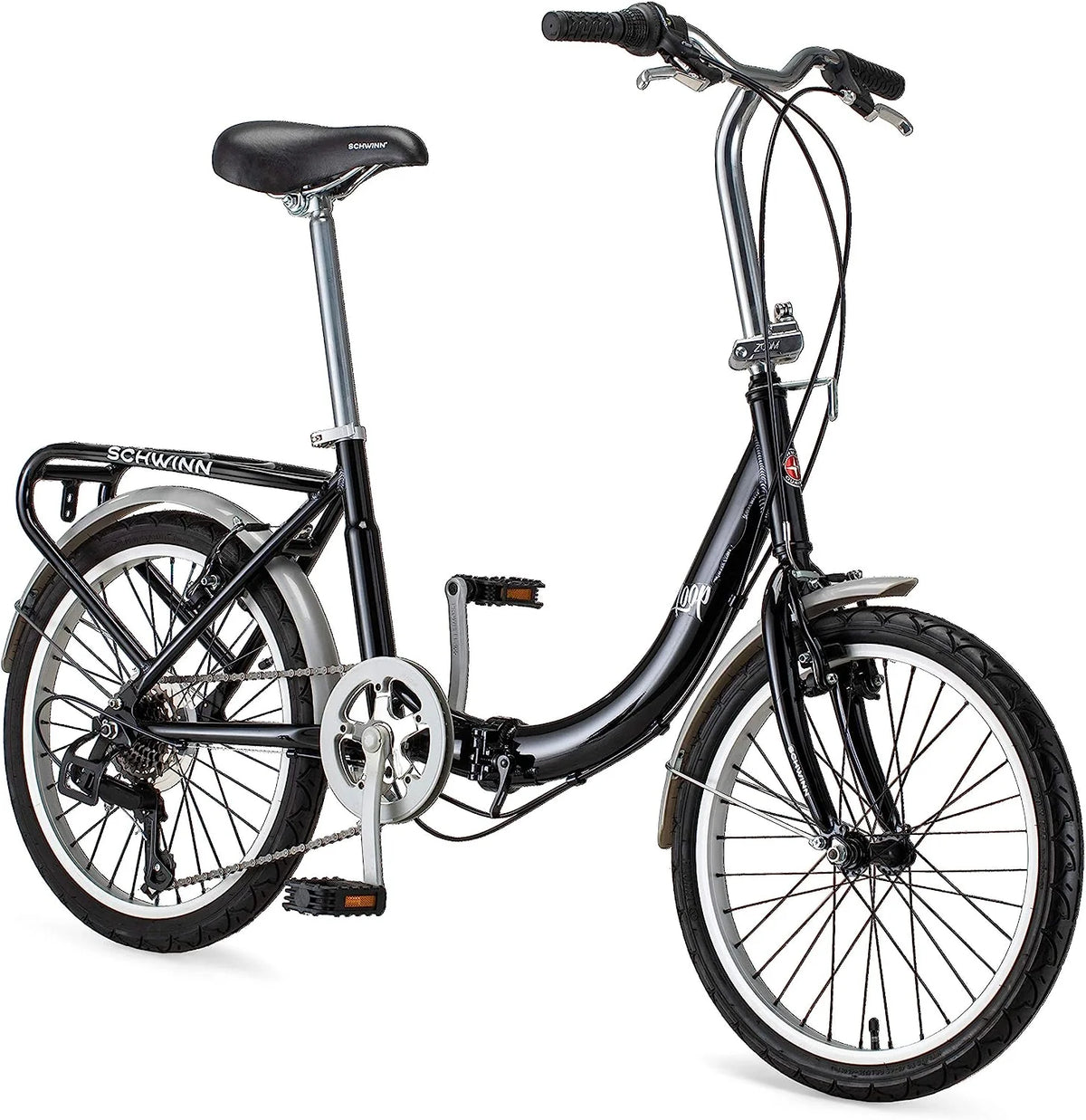 Vélo pliant Schwinn Loop pour adultes (hommes et femmes), roues de 20 pouces, transmission à 7 vitesses - Enhanced