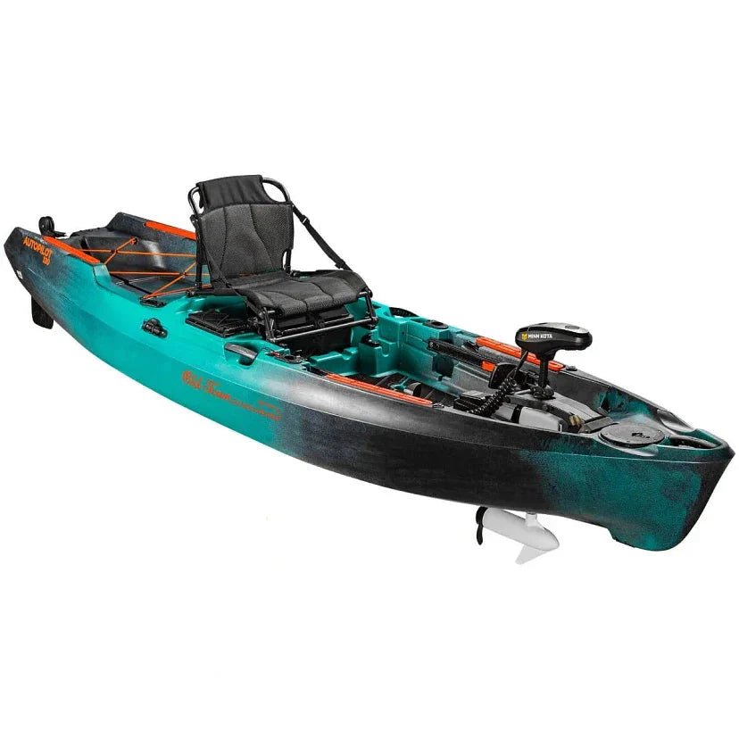 Kayak de pêche motorisé Old Town Sportsman AutoPilot 120 avec moteur de pêche à la traîne Minn Kota 12 pieds (bleu) - Enhanced