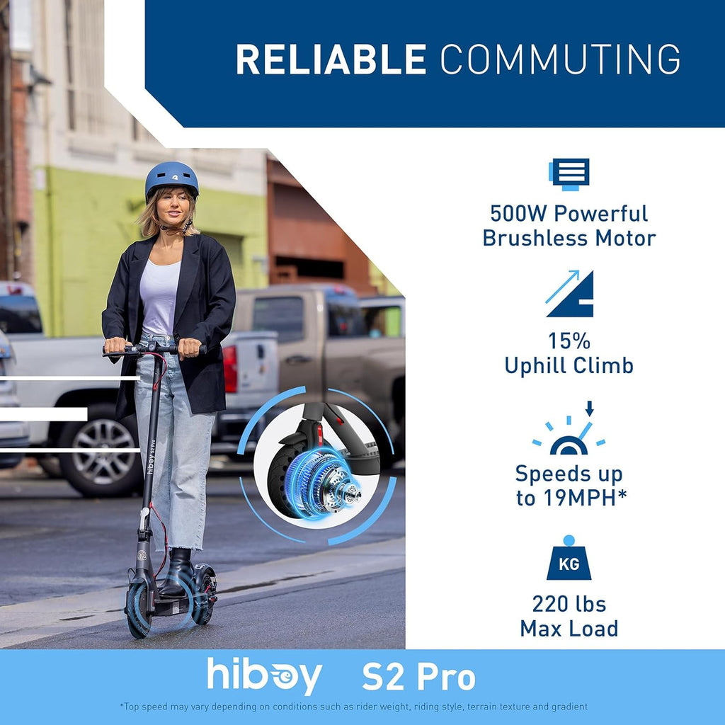 Trottinette électrique Hiboy S2 Pro/X300, moteur 500 W, pneus 10/12 pouces, autonomie 25/38 miles, vitesse 19/23 mph, trottinette électrique pliable pour adultes (usage urbain). - Enhanced