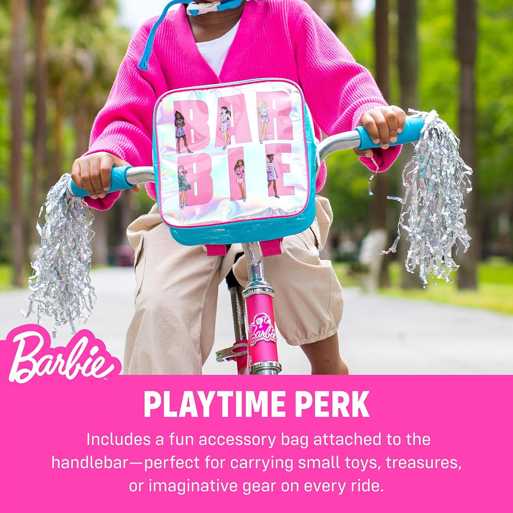 Vélo pour filles Dynacraft Barbie 16 pouces pour enfants de 5 à 7 ans - Design amusant et élégant, robuste et durable, parfait pour les enfants qui apprennent à faire du vélo, facile à assembler, idéal pour les jeunes cyclistes - Enhanced