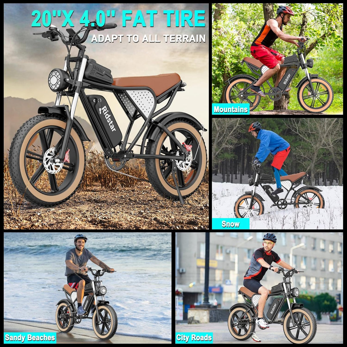 Vélo électrique Q20, 2000 W, 60 km/h, pneus larges de 20 pouces - Enhanced