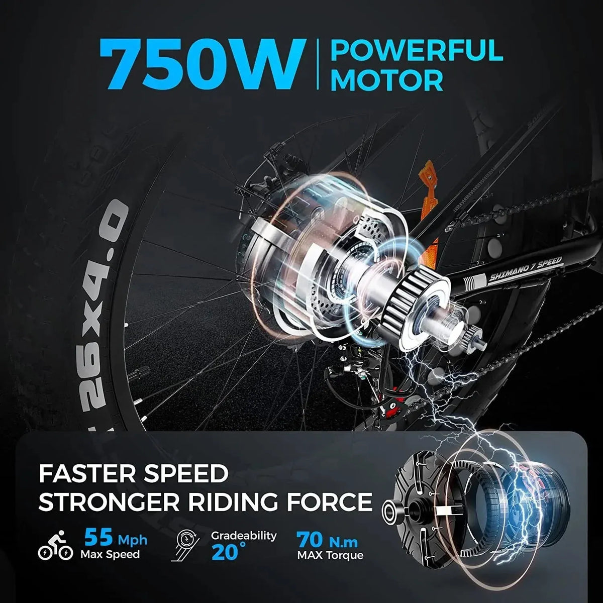 Vélo électrique d'extérieur avec batterie au lithium 48V/15Ah - Enhanced