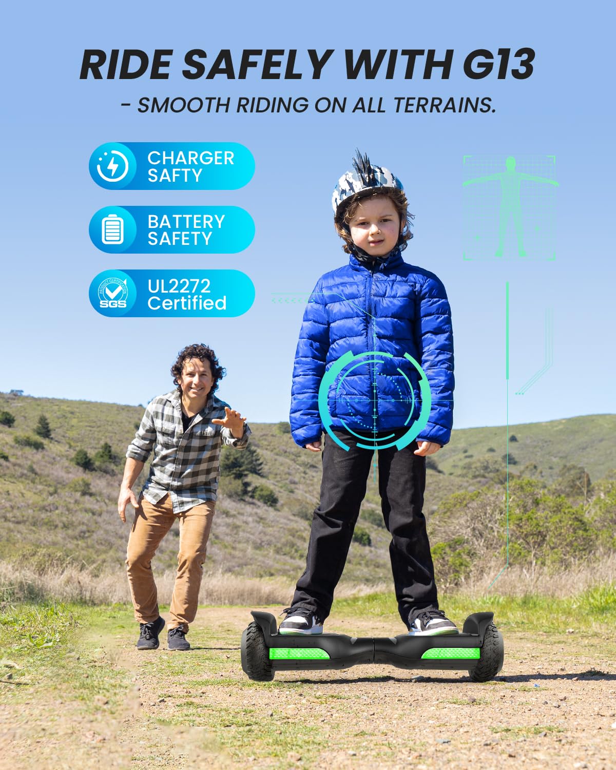 Trottinette tout-terrain auto-équilibrée GYROOR G13 avec Bluetooth - Enhanced