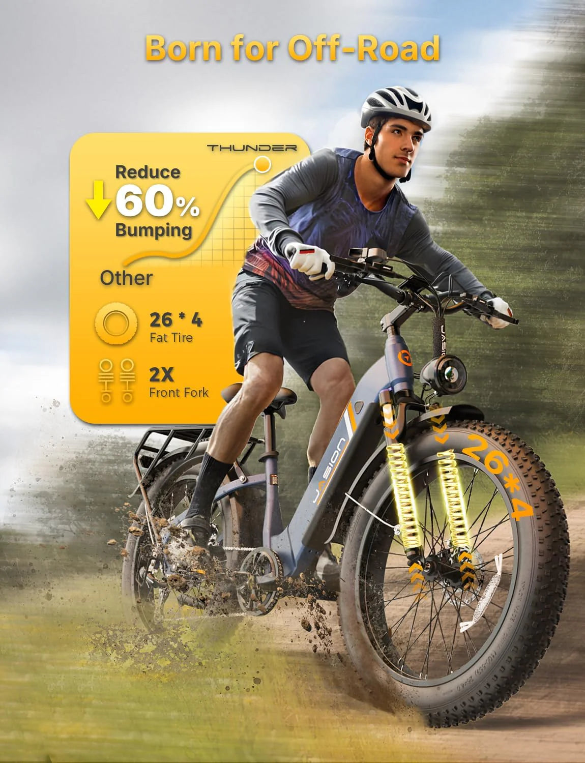 Vélo électrique Thunder 1500 W, vitesse supérieure à 48 km/h, autonomie de 129 km, pneus larges, freins à disque hydrauliques - Enhanced