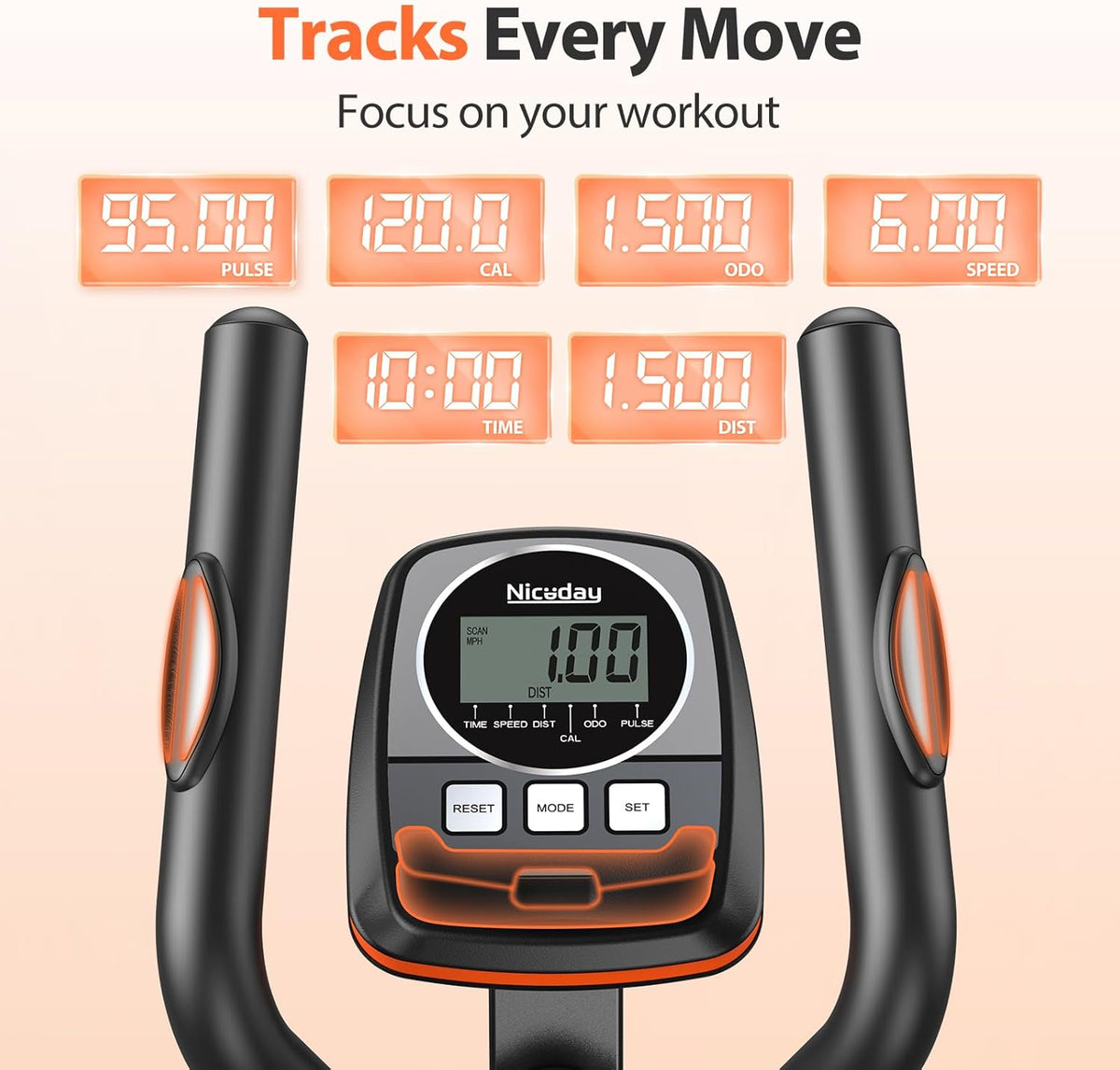 Vélo elliptique Niceday, foulée de 15,5 à 20 pouces, 16 niveaux, capacité de 500 lb - Enhanced