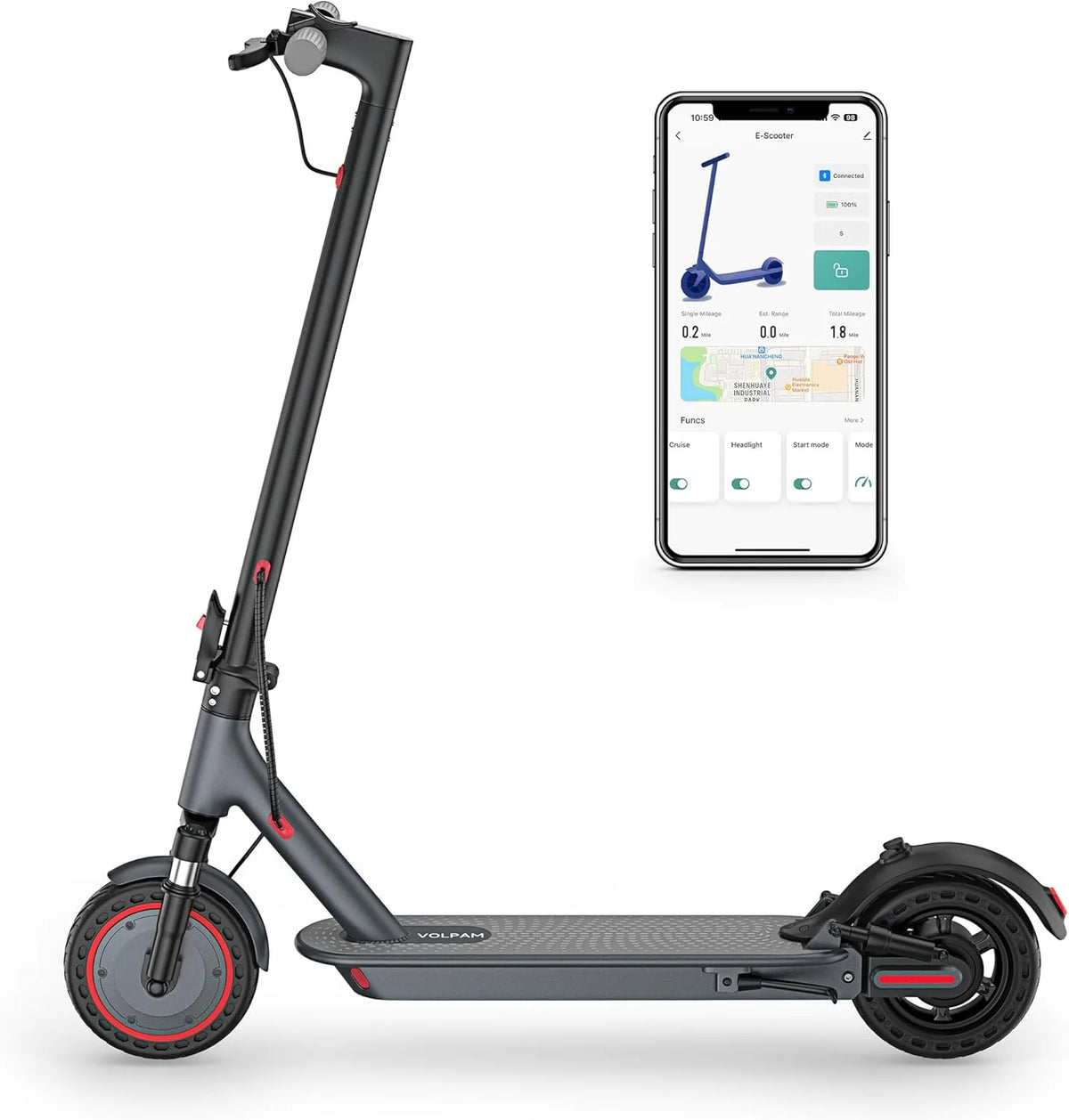 Trottinette électrique, moteur puissant de 350 W/500 W, pneus pleins de 8,5/10 pouces, vitesse de 19/22 mph, autonomie de 28/21/12 miles, double freinage - Enhanced