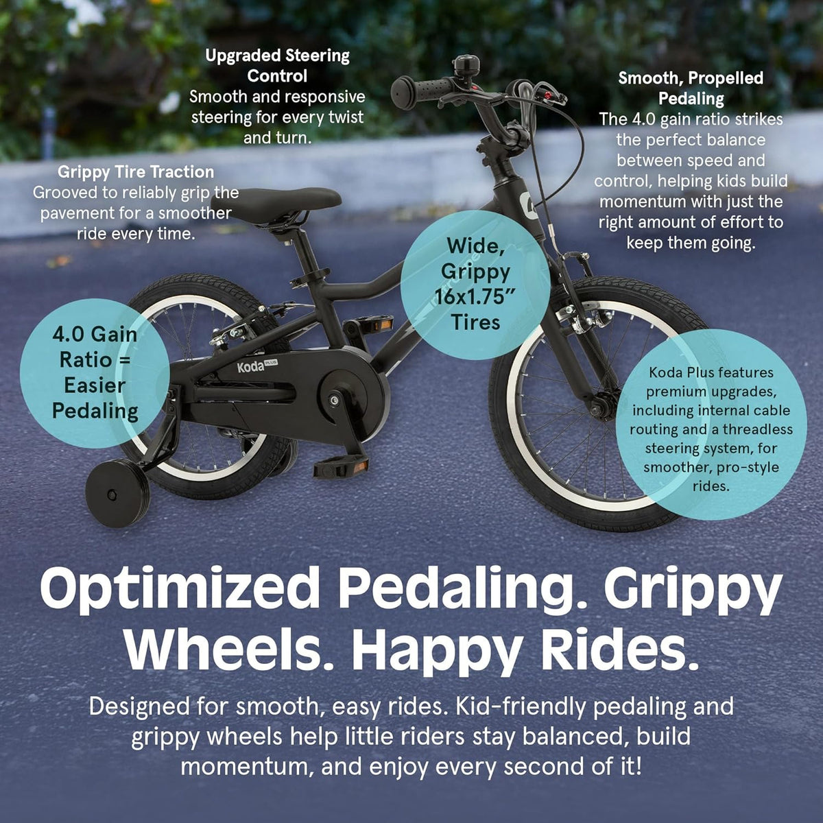 Vélo enfant Retrospec Koda Plus pour garçons et filles de 4 à 6 ans - Vélo enfant 16 pouces, selle et guidon réglables - Enhanced