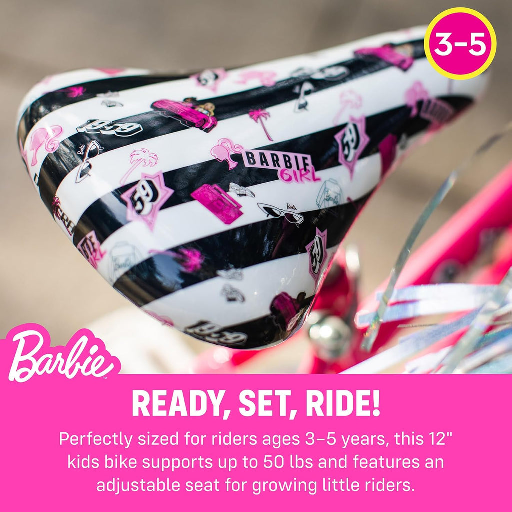 Vélo pour filles Dynacraft Barbie 16 pouces pour enfants de 5 à 7 ans - Design amusant et élégant, robuste et durable, parfait pour les enfants qui apprennent à faire du vélo, facile à assembler, idéal pour les jeunes cyclistes - Enhanced