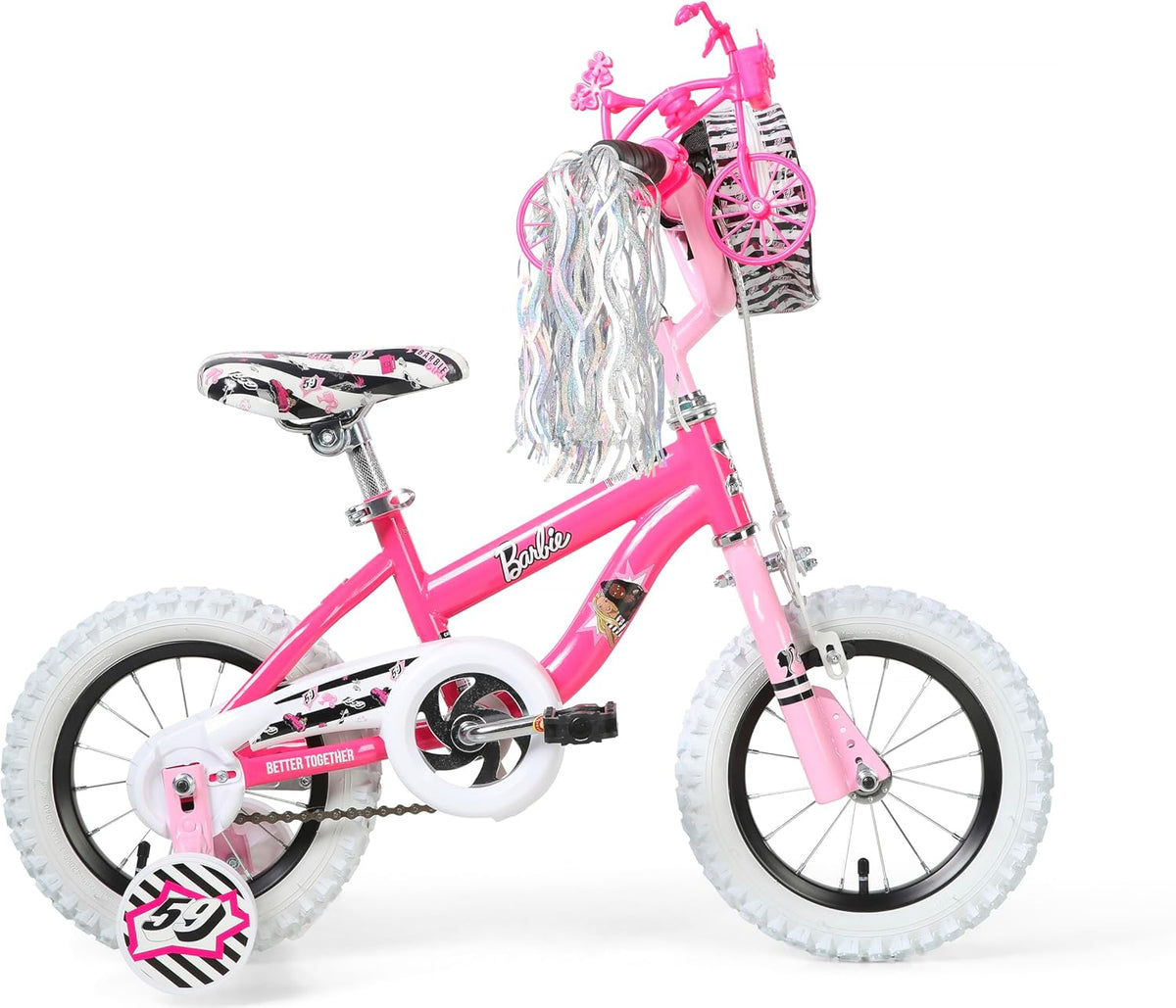 Vélo pour filles Dynacraft Barbie 16 pouces pour enfants de 5 à 7 ans - Design amusant et élégant, robuste et durable, parfait pour les enfants qui apprennent à faire du vélo, facile à assembler, idéal pour les jeunes cyclistes - Enhanced
