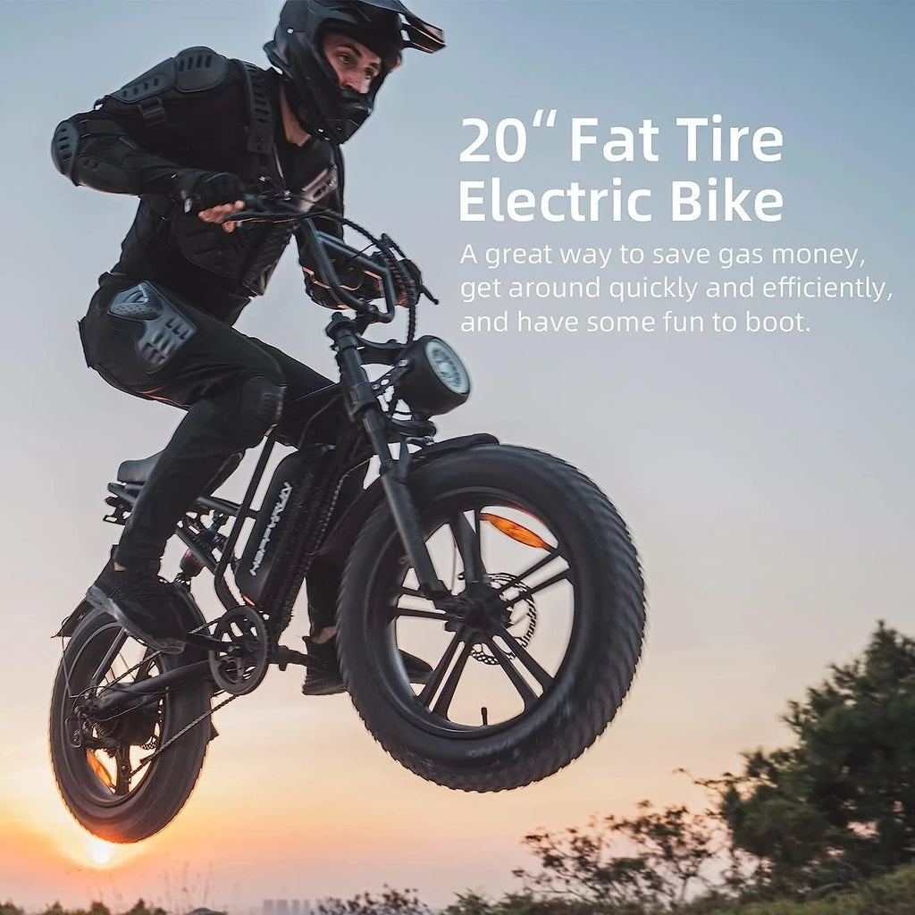 Vélo électrique Happyrun pour adultes, pneus larges de 20 pouces, moteur de 750 W, batterie amovible 48 V 18 Ah, vitesse maximale de 20 mi/h et autonomie de 68 miles. - Enhanced