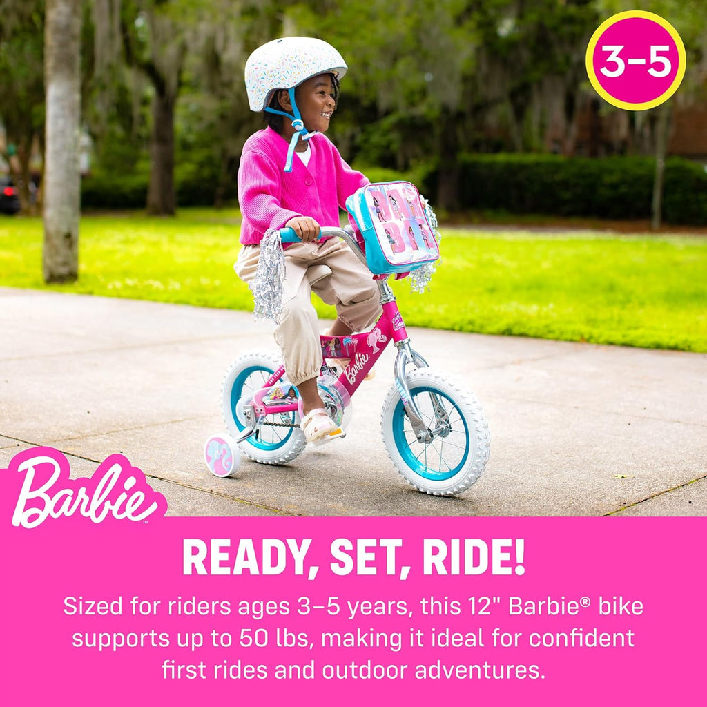 Vélo pour filles Dynacraft Barbie 16 pouces pour enfants de 5 à 7 ans - Design amusant et élégant, robuste et durable, parfait pour les enfants qui apprennent à faire du vélo, facile à assembler, idéal pour les jeunes cyclistes - Enhanced