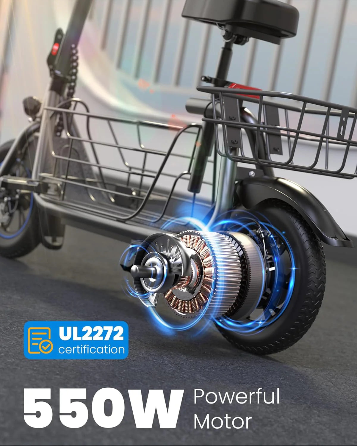 Trottinette électrique pour adultes avec grand panier central - Enhanced