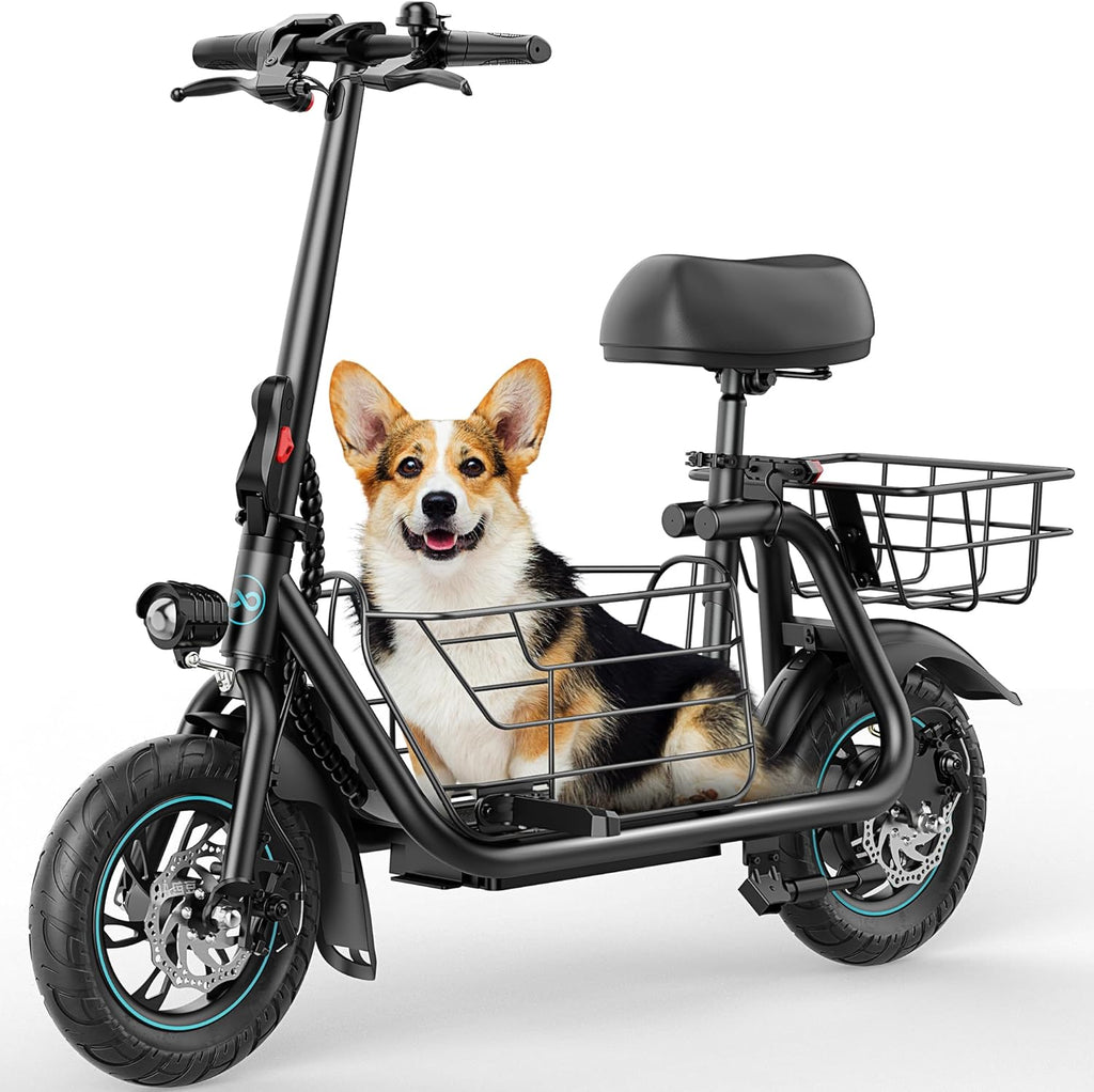 Trottinette électrique avec grand panier, moteur de 550 W - Enhanced