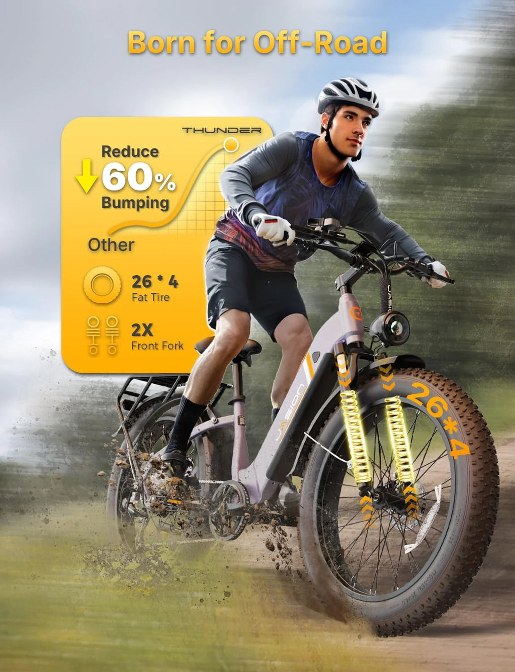 Vélo électrique Thunder 1500 W, vitesse supérieure à 48 km/h, autonomie de 129 km, pneus larges, freins à disque hydrauliques - Enhanced
