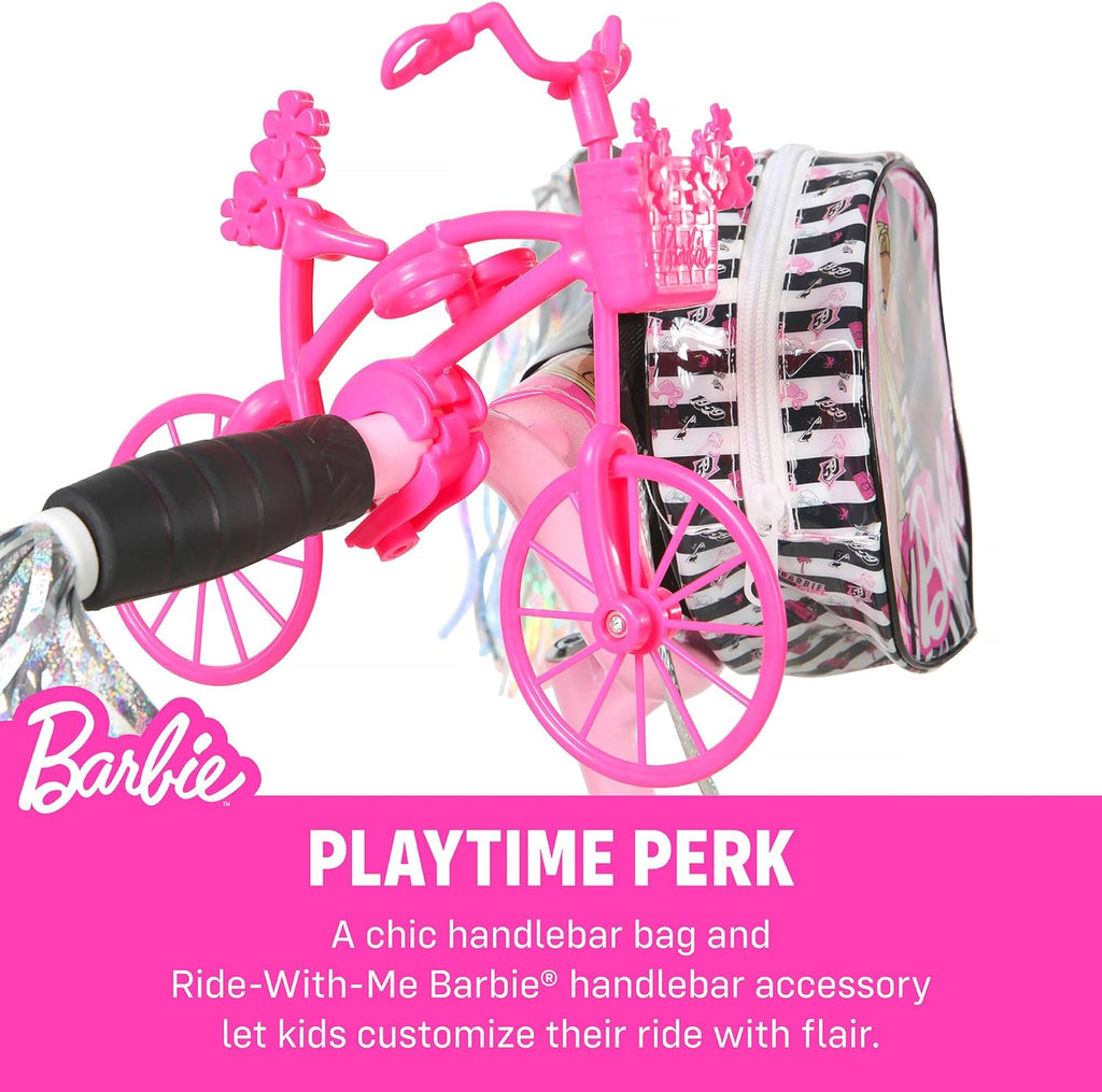 Vélo pour filles Dynacraft Barbie 16 pouces pour enfants de 5 à 7 ans - Design amusant et élégant, robuste et durable, parfait pour les enfants qui apprennent à faire du vélo, facile à assembler, idéal pour les jeunes cyclistes - Enhanced