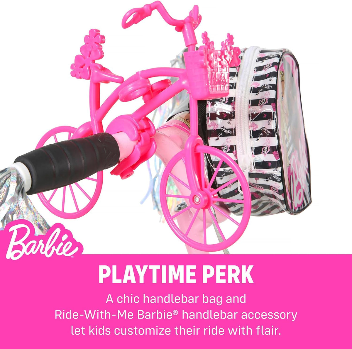 Vélo pour filles Dynacraft Barbie 16 pouces pour enfants de 5 à 7 ans - Design amusant et élégant, robuste et durable, parfait pour les enfants qui apprennent à faire du vélo, facile à assembler, idéal pour les jeunes cyclistes - Enhanced