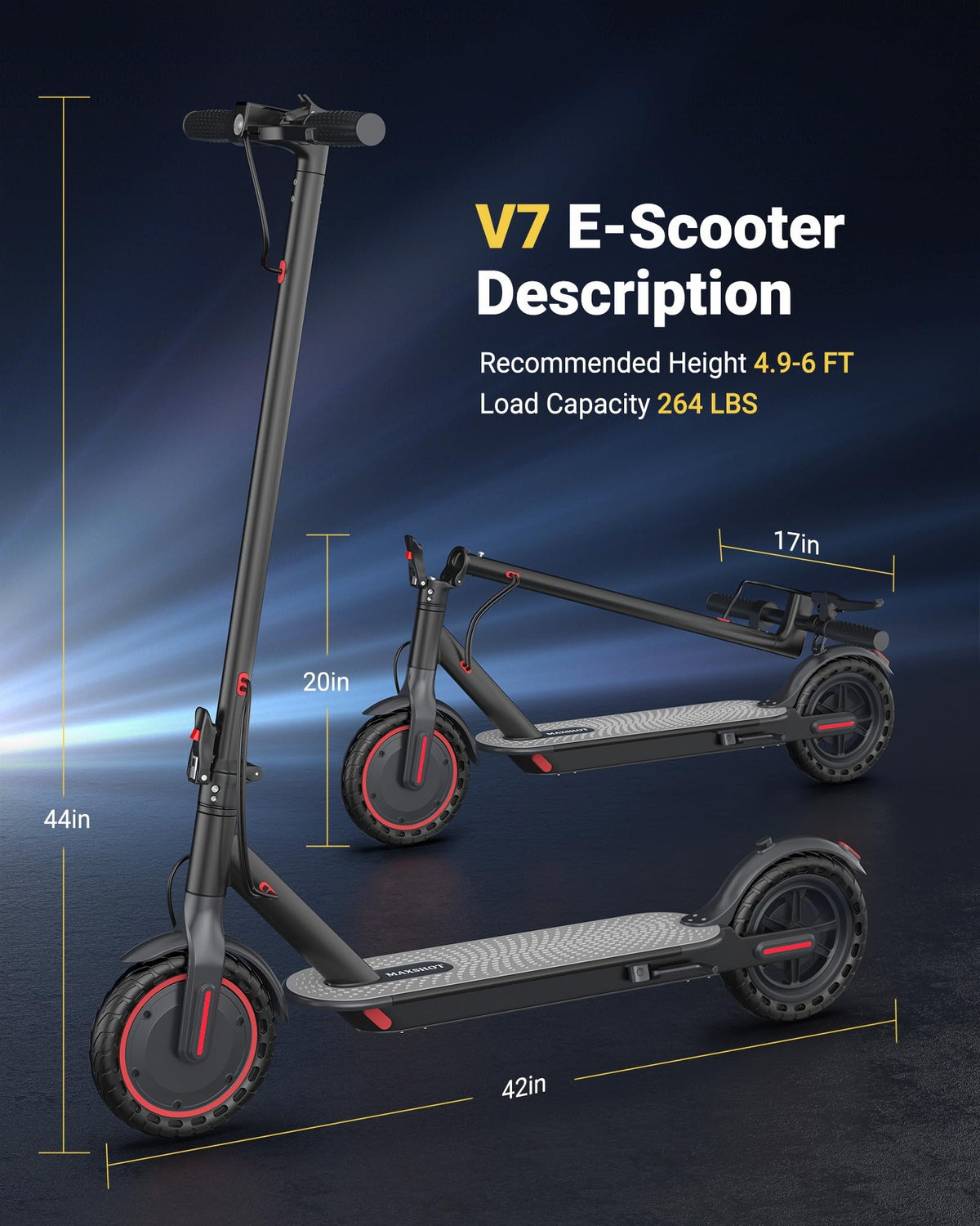 Trottinette électrique MAXSHOT pour adultes - 350 W/500 W, 30/35 km/h - Enhanced