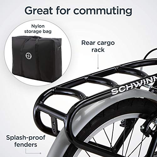 Vélo pliant Schwinn Loop pour adultes (hommes et femmes), roues de 20 pouces, transmission à 7 vitesses - Enhanced