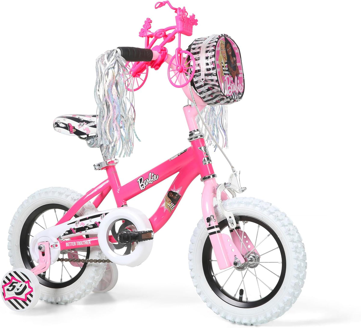Vélo pour filles Dynacraft Barbie 16 pouces pour enfants de 5 à 7 ans - Design amusant et élégant, robuste et durable, parfait pour les enfants qui apprennent à faire du vélo, facile à assembler, idéal pour les jeunes cyclistes - Enhanced