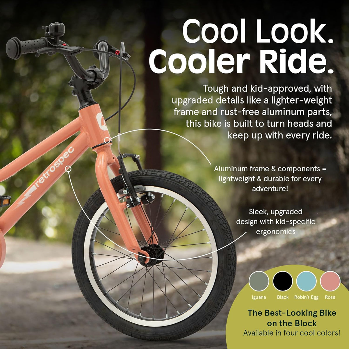 Vélo enfant Retrospec Koda Plus pour garçons et filles de 4 à 6 ans - Vélo enfant 16 pouces, selle et guidon réglables - Enhanced