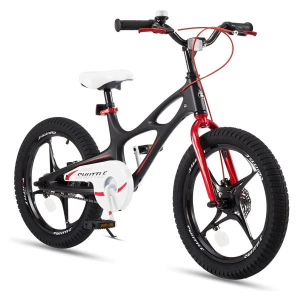 Vélo enfant 18 pouces en alliage de magnésium avec 2 freins à disque, noir - Enhanced