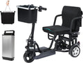 Scooter électrique pliable à 3 roues, léger, panier amovible, lumières LED, noir (noir) - Enhanced