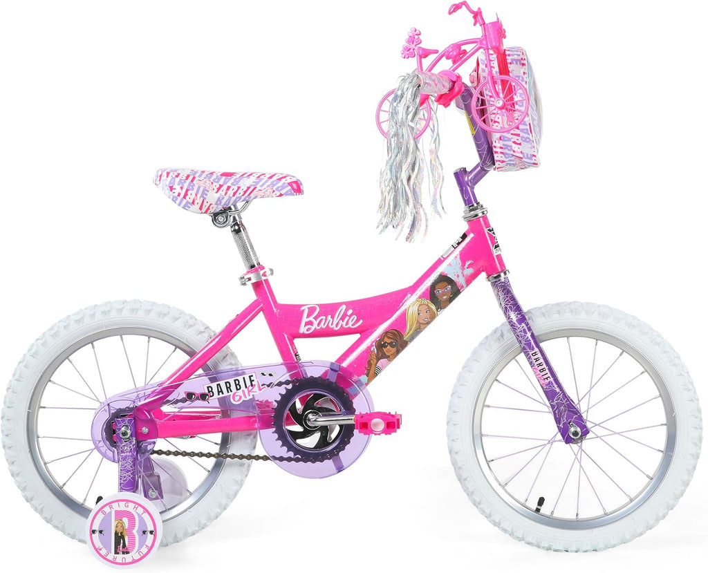 Vélo pour filles Dynacraft Barbie 16 pouces pour enfants de 5 à 7 ans - Design amusant et élégant, robuste et durable, parfait pour les enfants qui apprennent à faire du vélo, facile à assembler, idéal pour les jeunes cyclistes - Enhanced